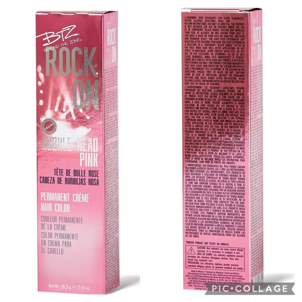 Pink Hair Color BTZ Rock On Permanent Creme Hair Color Bubble Head Pink